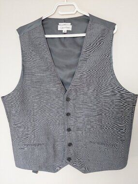 Calvin Klein Men's XXL Waistcoat Vest Slimfit Gray Cotton Ramie Crisp